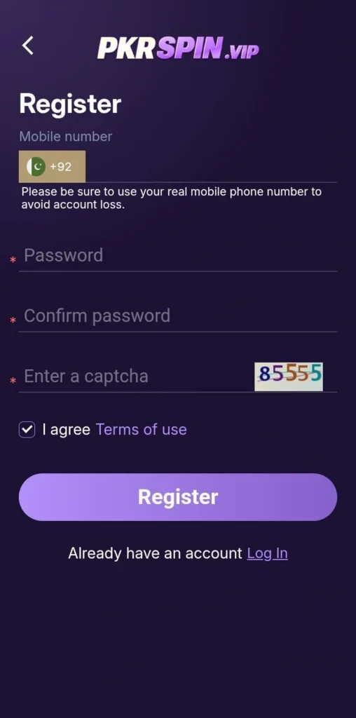 pkr spin game register